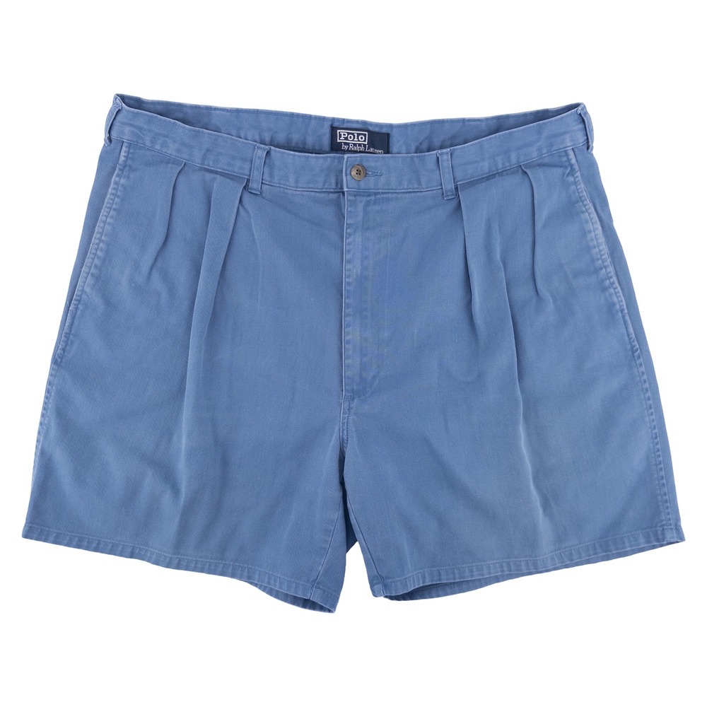 Vintage Polo Ralph Lauren Mens 40 Pleated Chino Shorts Blue Preppy 90s Y2K‎